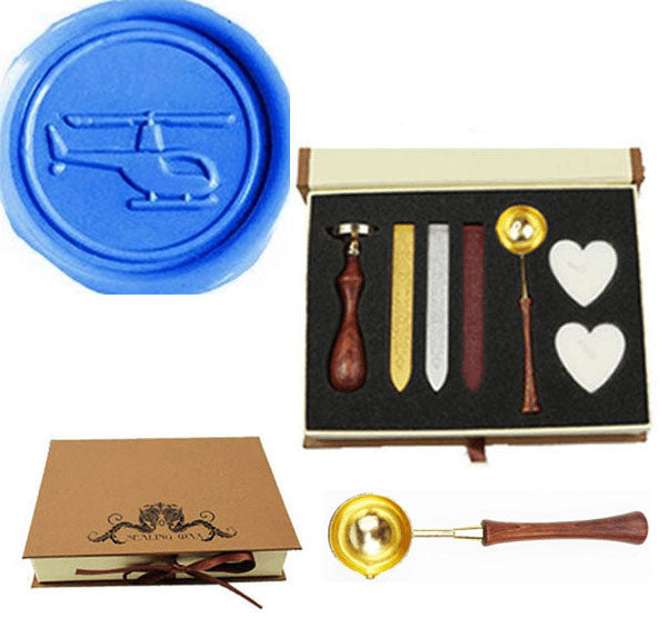 Vintage Helicopter Sealing Wax Seal Stamp Wood Handle Melting Spoon Wax  Stick Candle Gift Book Box kit Wedding Invitation Embellishment Holiday  Card Christmas Gift Wrap Package Seal Stamp Set – MDLG-Custom