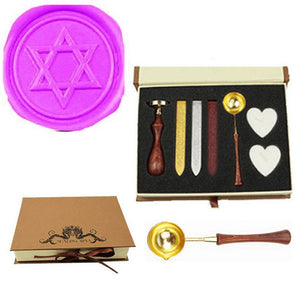Star of David Hexagonal Sealing Wax Seal Stamp Spoon Stick Candle Gift Box kit
