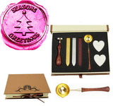 Seansons Greetings Christmas Tree Star Sealing Wax Seal Stamp Spoon Wax Stick Candle Gift Box kit