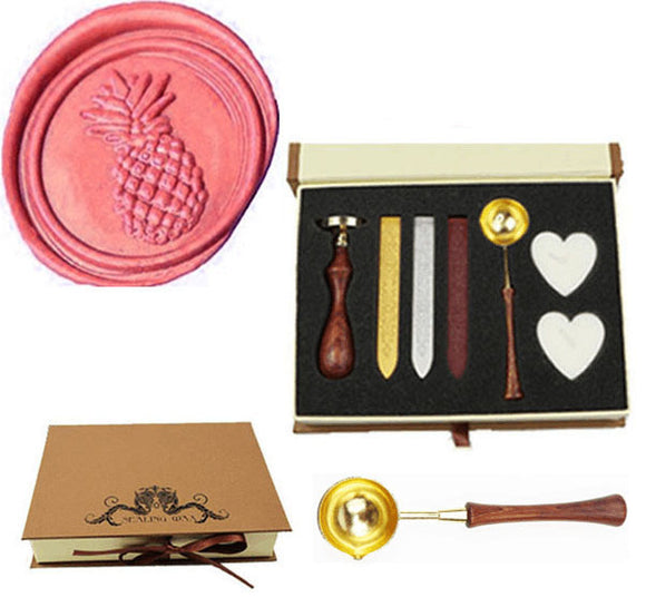 Pineapple Sealing Wax Seal Stamp Spoon Wax Stick Candle Gift Box kit