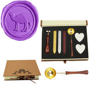 Cactus Sealing Wax Seal Stamp Wood Handle Melting Spoon Wax Stick Candle Gift Book Box kit
