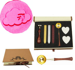 cloud bird Sealing Wax Seal Stamp Wood Handle Melting Spoon Wax Stick Candle Gift Book Box kit