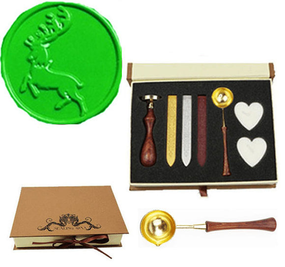 Deer Sealing Wax Seal Stamp Melting Spoon Wax Stick Candle Gift Book Box kit