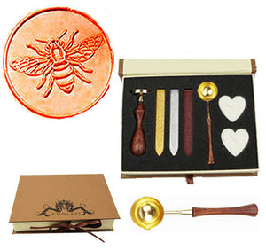 Bee Sealing Wax Seal Stamp Wood Handle Melting Spoon Wax Stick Candle Gift Book Box Seal Stamp kit