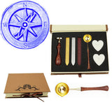 Cross Compass Sealing Wax Seal Stamp Wood Handle Melting Spoon Wax Stick Candle Gift Book Box kit