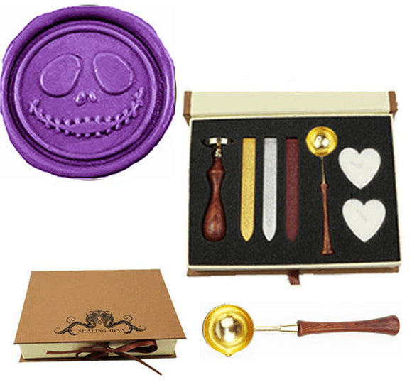 Skull Smile Wax Seal Stamp Spoon Stick Candle Gift Box kit