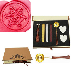 Snowflake Sealing Wax Seal Stamp Spoon Wax Stick Candle Gift Box kit