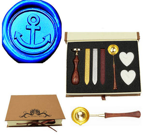 Anchor Sealing Wax Seal Stamp Wood Handle Melting Spoon Wax Stick Candle Gift Book Box kit