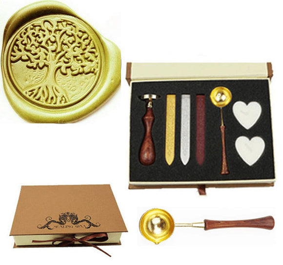 Tree of life; Sealing Wax Seal Stamp Spoon Stick Candle Gift Box kit
