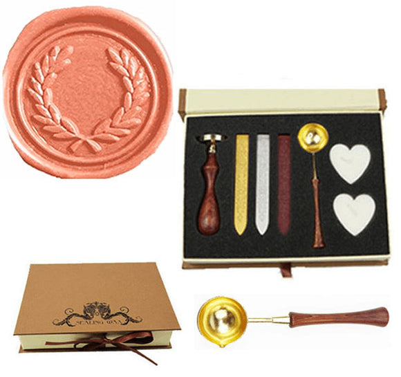 Olive Sealing Wax Seal Stamp Spoon Wax Stick Candle Gift Box kit