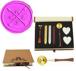 Compass Cross Arrow Sealing Wax Seal Stamp Wood Handle Melting Spoon Wax Stick Candle Gift Book Box kit