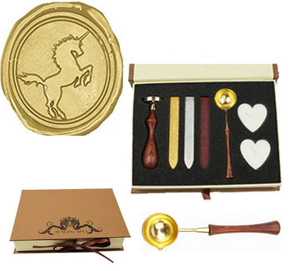 Unicorn Sealing Wax Seal Stamp Spoon Stick Candle Gift Box kit