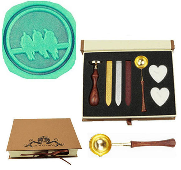 Three Birds Sealing Wax Seal Stamp Spoon Wax Stick Candle Gift Box kit