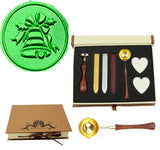 Christmas Bell Sealing Wax Seal Stamp Wood Handle Melting Spoon Wax Stick Candle Gift Book Box kit