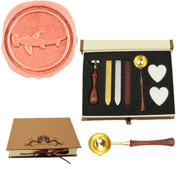 Shark Sealing Wax Seal Stamp Spoon Wax Stick Candle Gift Box kit