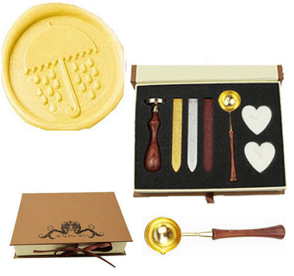 Umbrella Raindrop Sealing Wax Seal Stamp Spoon Stick Candle Gift Box kit