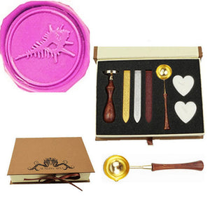 Fishbone Fish Fossil Sealing Wax Seal Stamp Spoon Wax Stick Candle Gift Box kit