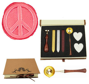 Anti-War Sealing Wax Seal Stamp Wood Handle Melting Spoon Wax Stick Candle Gift Book Box kit