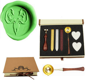 Cuttlefish Sealing Wax Seal Stamp Wood Handle Melting Spoon Wax Stick Candle Gift Book Box kit