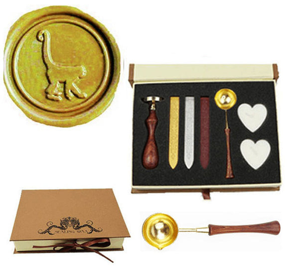 Monkey Sealing Wax Seal Stamp Spoon Wax Stick Candle Gift Box kit