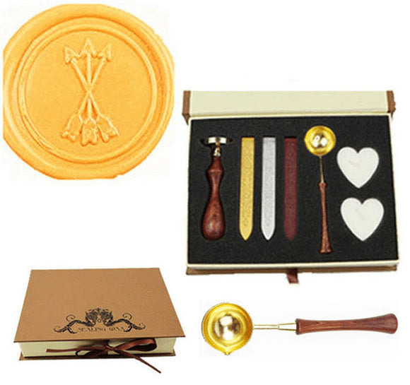 Triple Cross Arrows Sealing Wax Seal Stamp Spoon Stick Candle Gift Box kit