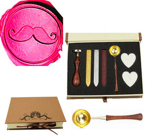 Funny Mustache Sealing Wax Seal Stamp Spoon Wax Stick Candle Gift Box kit