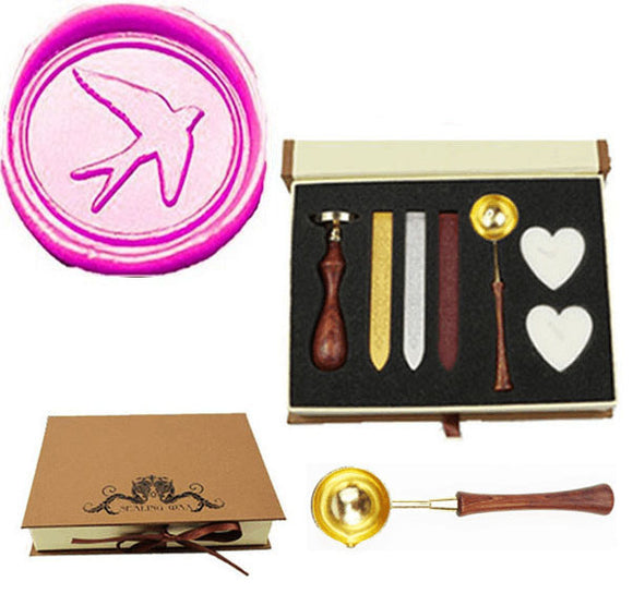 Swallow Sealing Wax Seal Stamp Spoon Wax Stick Candle Gift Box kit