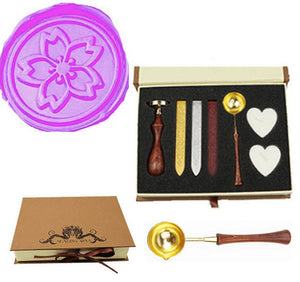 Sakura Flower Sealing Wax Seal Stamp Spoon Wax Stick Candle Gift Box kit