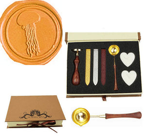 Jellyfish Sealing Wax Seal Stamp Spoon Wax Stick Candle Gift Box kit