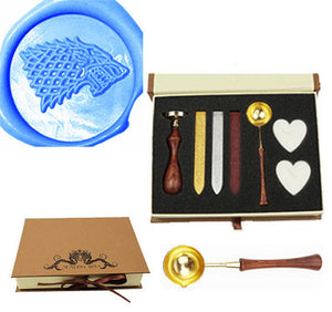 DIREWOLF House of Stark Wax Seal Stamp Spoon Wax Stick Candle Gift Box kit