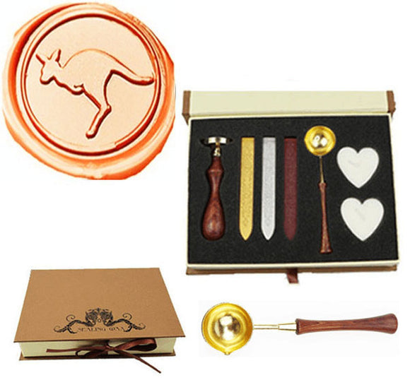Kangaroo Sealing Wax Seal Stamp Spoon Wax Stick Candle Gift Box kit