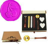 Cherry Leaf Sealing Wax Seal Stamp Wood Handle Melting Spoon Wax Stick Candle Gift Book Box kit