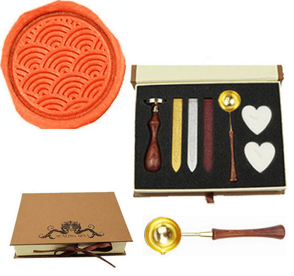Water Wave Wax Seal Stamp Spoon Stick Candle Gift Box kit