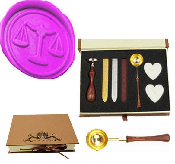 Libra Balance Sealing Wax Seal Stamp Spoon Wax Stick Candle Gift Box kit