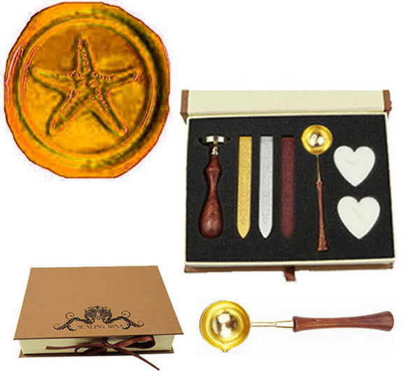 Starfish Sealing Wax Seal Stamp Spoon Stick Candle Gift Box kit