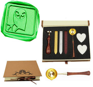 Owl On Branch Sealing Wax Seal Stamp Spoon Wax Stick Candle Gift Box kit