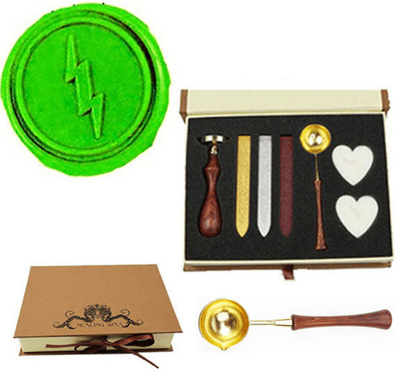 Lightning Sealing Wax Seal Stamp Spoon Wax Stick Candle Gift Box kit