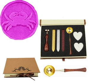 Crab Sealing Wax Seal Stamp Wood Handle Melting Spoon Wax Stick Candle Gift Book Box kit