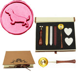 Dachshund Dog Sealing Wax Seal Stamp Wood Handle Melting Spoon Wax Stick Candle Gift Book Box kit