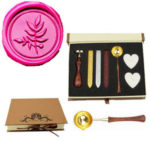 Fine Leaf Sealing Wax Seal Stamp Spoon Wax Stick Candle Gift Box kit