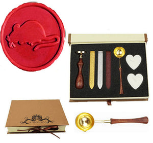 Rat Sealing Wax Seal Stamp Wood Handle Melting Spoon Wax Stick Candle Gift Book Box kit