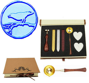 Bird On Branch Sealing Wax Seal Stamp Wood Handle Melting Spoon Wax Stick Candle Gift Book Box kit