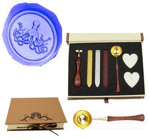 Octopus Sealing Wax Seal Stamp Spoon Wax Stick Candle Gift Box kit