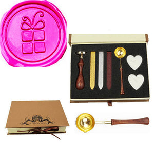 Gift Box Shape Sealing Wax Seal Stamp Spoon Wax Stick Candle Gift Box kit