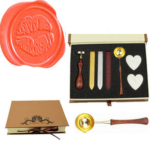 Sexy Lips Love Kiss Sealing Wax Seal Stamp Spoon Wax Stick Candle Gift Box kit