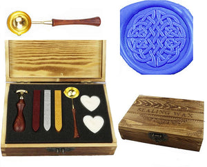 Celtic Knot Sealing Wax Seal Stamp Spoon Wax Stick Candle Wooden Gift Box Set