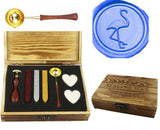 Flamingos Sealing Wax Seal Stamp Spoon Wax Stick Candle Wooden Gift Box Set