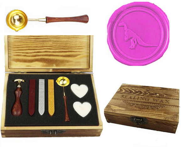 The Dinosaur Sealing Wax Seal Stamp Spoon Wax Stick Candle Wooden Gift Box Set