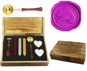 Chameleon Sealing Wax Seal Stamp Kit Melting Spoon Wax Stick Candle Wooden Book Gift Box Set