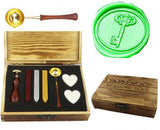 Key Sealing Wax Seal Stamp Spoon Wax Stick Candle Wooden Gift Box Set
